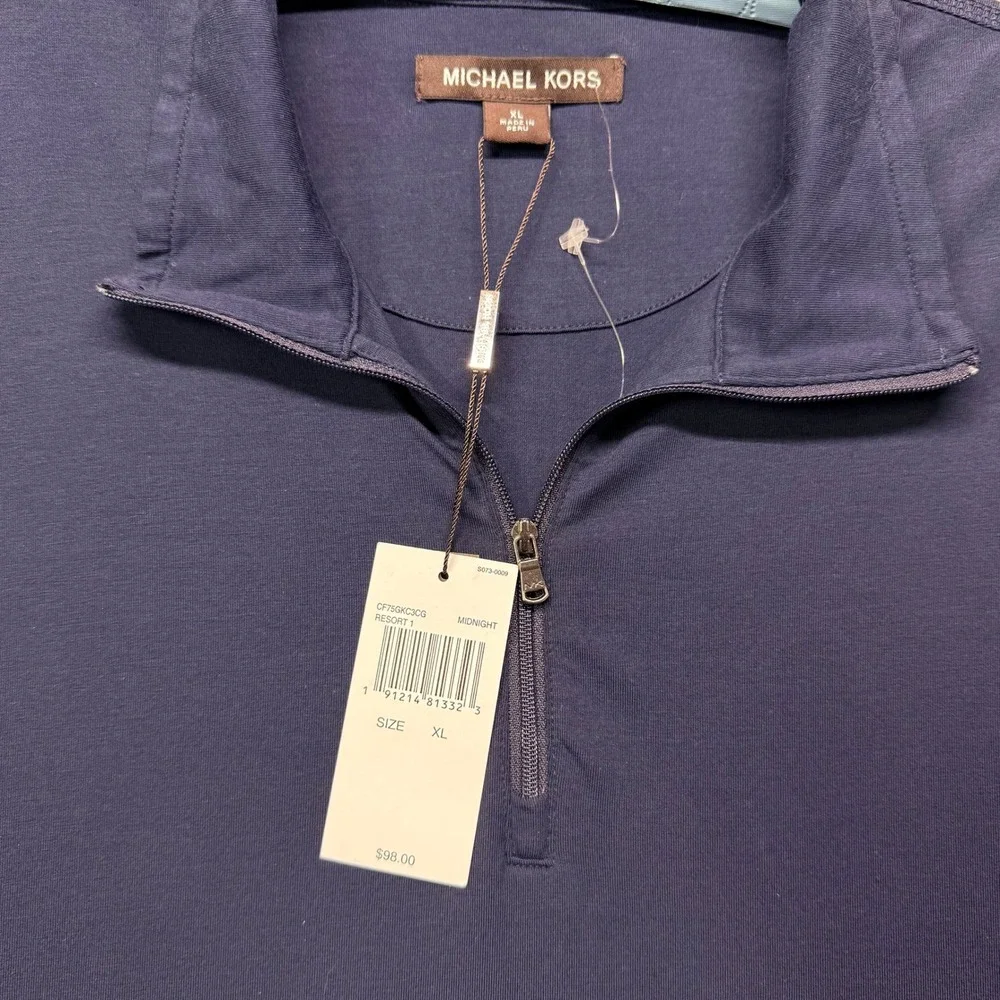 Michael‎ Kors  Stretch Quarter Zip Pullover XL NEW Quiet Luxury Preppy